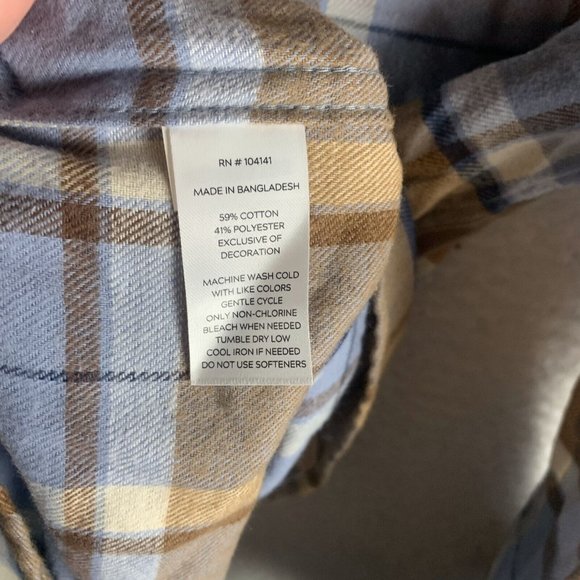 Alpine Design Shirt Men's XL Blue‎ Plaid Cotton Flannel Pleated Button-Up S8241 - Picture 5 of 8